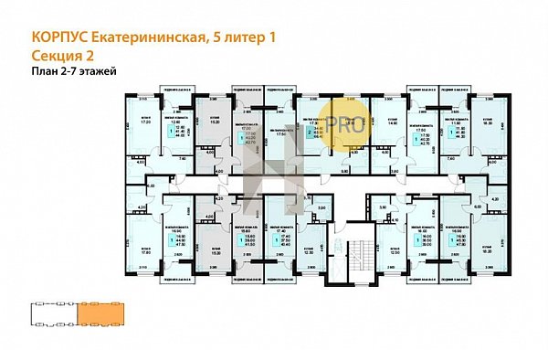 1 квартира ЖК История-2 Южный площадь 47.4 м2 кухня 17.8 м2 на 6 этаже номер103