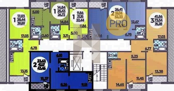 3 квартира ЖК Молодежный-2 Березовый площадь 76.32 м2 кухня 14.65 м2 на 5 этаже номер94