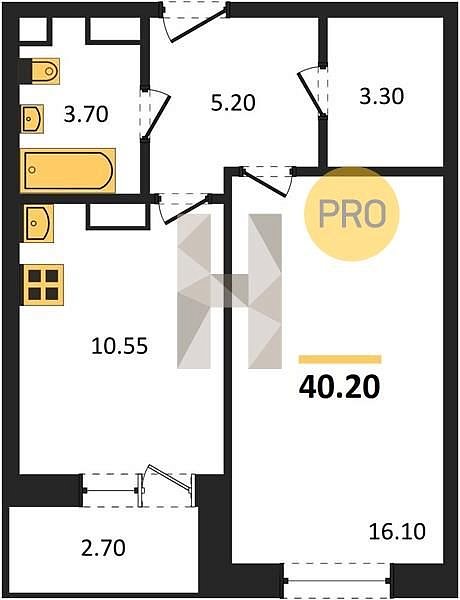 1 квартира ЖК Nova Vita Березовый площадь 40.2 м2 кухня 10.55 м2 на 3 этаже номер10