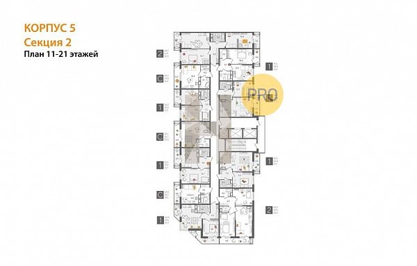 Студия квартира ЖК Рекорд-2 Краснодар площадь 24.5 м2 кухня 13.5 м2 на 14 этаже номер366