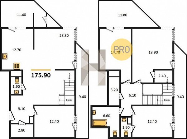 5 квартира ЖК Рекорд-2 Краснодар площадь 175.9 м2 кухня 12.7 м2 на 23 этаже номер192