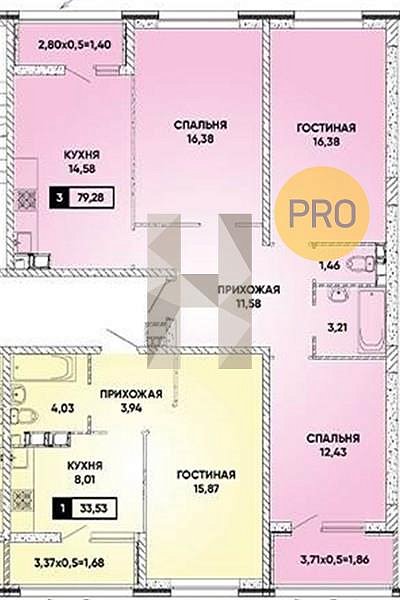 1 квартира ЖК Архитектор Краснодар площадь 33.91 м2 кухня 8.01 м2 на 2 этаже номер42