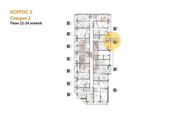 Студия квартира ЖК Рекорд-2 Краснодар площадь 24.5 м2 кухня 13.5 м2 на 23 этаже номер465