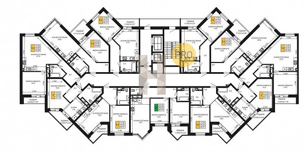 1 квартира ЖК Сегодня Краснодар площадь 55.06 м2 кухня 27.4 м2 на 3 этаже номер155