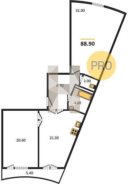 2 квартира ЖК Радонеж Краснодар площадь 88.9 м2 кухня 21.3 м2 на 2 этаже номер424