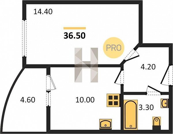 1 квартира ЖК Самолет-4 Краснодар площадь 36.5 м2 кухня 10 м2 на 2 этаже номер8